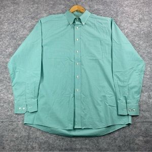 Jos A. banks Teal/White Pin Check Travelers‎ Collection LS Button Down Size L